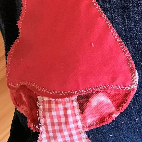 Mushroom Pillow Cover Handmade 18 x18 Whimsical Fungi Cottagecore Recycled Denim - Picture 7 of 9